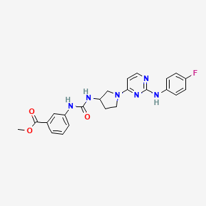 Methyl 3-(3-(1-(2-((4-fluorophenyl)amino)pyrimidin-4-yl)pyrrolidin-3-yl)ureido)benzoate chemical structure (CAS 1802251-00-8)