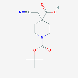 1-(tert-Butoxycarbonyl)-4-(cyanomethyl)piperidine-4-carboxylic acid chemical structure (CAS 1802790-53-9)