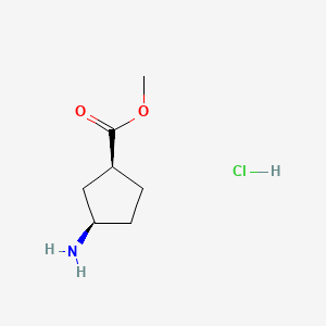 (1S,3R)-Methyl 3-aminocyclopentanecarboxylate hydrochloride chemical structure (CAS 180323-49-3)