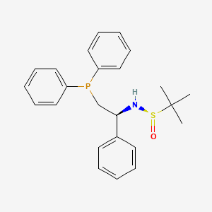 (R)-N-((S)-2-(Diphenylphosphanyl)-1-phenylethyl)-2-methylpropane-2-sulfinamide chemical structure (CAS 1803239-44-2)