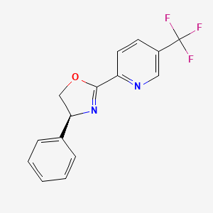 (S)-4-Phenyl-2-(5-(trifluoromethyl)pyridin-2-yl)-4,5-dihydrooxazole chemical structure (CAS 1803416-28-5)