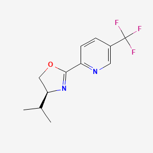 (S)-4-Isopropyl-2-(5-(trifluoromethyl)pyridin-2-yl)-4,5-dihydrooxazole chemical structure (CAS 1803416-30-9)
