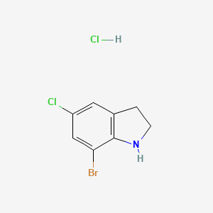 7-Bromo-5-chloro-2,3-dihydro-1H-indole hydrochloride chemical structure (CAS 1803561-72-9)