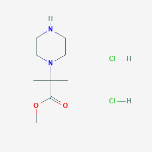 Methyl 2-methyl-2-(piperazin-1-yl)propanoate dihydrochloride chemical structure (CAS 1803582-83-3)
