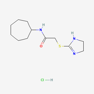 N-Cycloheptyl-2-(4,5-dihydro-1H-imidazol-2-ylsulfanyl)acetamide hydrochloride chemical structure (CAS 1803605-68-6)