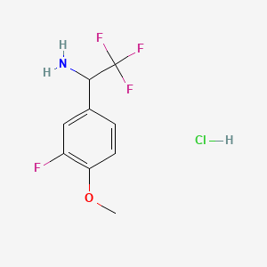 2,2,2-Trifluoro-1-(3-fluoro-4-methoxyphenyl)ethan-1-amine hydrochloride chemical structure (CAS 1803606-55-4)