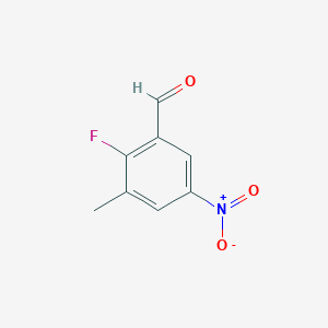 2-fluoro-3-methyl-5-nitrobenzaldehyde chemical structure (CAS 1803736-34-6)