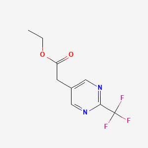 Ethyl 2-(2-(trifluoromethyl)pyrimidin-5-yl)acetate chemical structure (CAS 1804454-58-7)