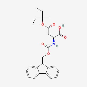 (S)-2-((((9H-Fluoren-9-yl)methoxy)carbonyl)amino)-4-((3-methylpentan-3-yl)oxy)-4-oxobutanoic acid chemical structure (CAS 180675-08-5)