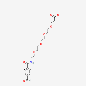 tert-Butyl 1-(4-formylphenyl)-1-oxo-5,8,11,14-tetraoxa-2-azaheptadecan-17-oate chemical structure (CAS 1807518-64-4)