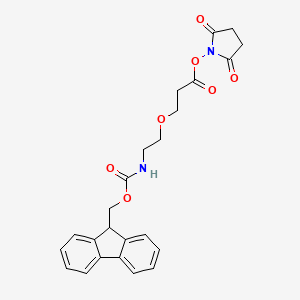 2,5-Dioxopyrrolidin-1-yl 3-(2-((((9H-fluoren-9-yl)methoxy)carbonyl)amino)ethoxy)propanoate chemical structure (CAS 1807521-05-6)