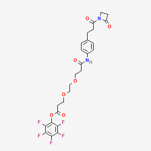 Perfluorophenyl 3-(2-(3-oxo-3-((4-(3-oxo-3-(2-oxoazetidin-1-yl)propyl)phenyl)amino)propoxy)ethoxy)propanoate chemical structure (CAS 1807537-41-2)