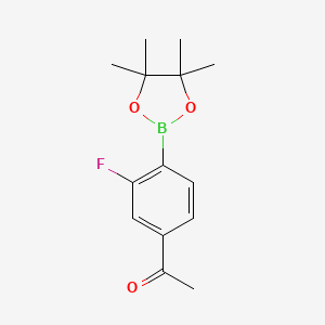 1-(3-Fluoro-4-(4,4,5,5-tetramethyl-1,3,2-dioxaborolan-2-yl)phenyl)ethan-1-one chemical structure (CAS 1807685-51-3)