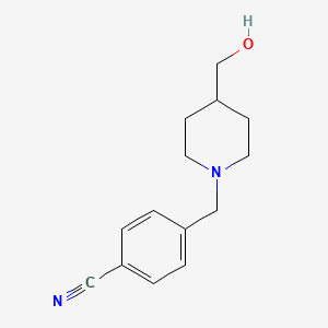 4-((4-(Hydroxymethyl)piperidin-1-yl)methyl)benzonitrile chemical structure (CAS 180847-37-4)