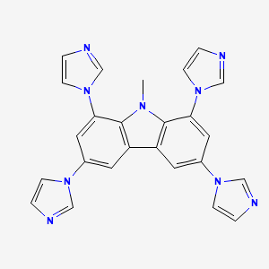 1,3,6,8-Tetra(1H-imidazol-1-yl)-9-methyl-9H-carbazole chemical structure (CAS 1808917-74-9)