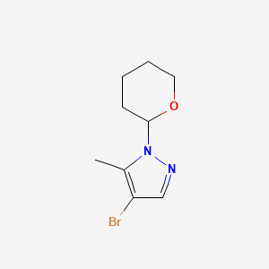 4-Bromo-5-methyl-1-(tetrahydro-2H-pyran-2-yl)-1H-pyrazole chemical structure (CAS 1808957-20-1)