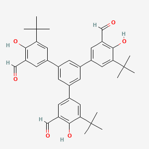 5,5''-Di-tert-butyl-5'-(3-(tert-butyl)-5-formyl-4-hydroxyphenyl)-4,4''-dihydroxy-[1,1':3',1''-terphenyl]-3,3''-dicarbaldehyde chemical structure (CAS 1809653-01-7)