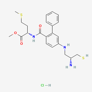 (S)-methyl 2-(5-(((R)-2-amino-3-mercaptopropyl)amino)-[1,1'-biphenyl]-2-ylcarboxamido)-4-(methylthio)butanoate hydrochloride chemical structure (CAS 180977-34-8)