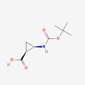 cis-2-((tert-Butoxycarbonyl)amino)cyclopropanecarboxylic acid chemical structure (CAS 1810070-30-4)