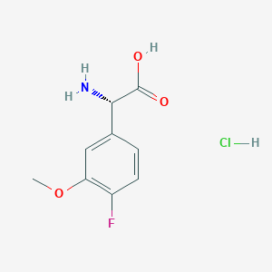 (S)-2-Amino-2-(4-fluoro-3-methoxyphenyl)acetic acid hydrochloride chemical structure (CAS 1810074-58-8)
