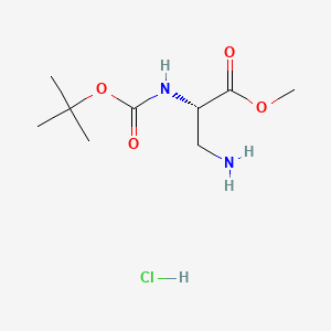 (S)-Methyl 3-amino-2-((tert-butoxycarbonyl)amino)propanoate hydrochloride chemical structure (CAS 181228-33-1)