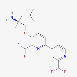 (S)-1-((2',6-Bis(difluoromethyl)-[2,4'-bipyridin]-5-yl)oxy)-2,4-dimethylpentan-2-amine chemical structure (CAS 1815613-42-3)