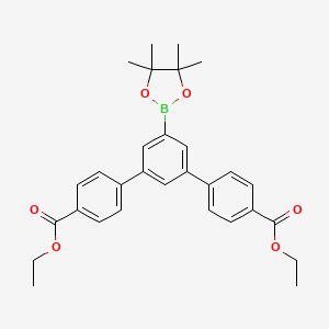 Diethyl 5'-(4,4,5,5-tetramethyl-1,3,2-dioxaborolan-2-yl)-[1,1':3',1''-terphenyl]-4,4''-dicarboxylate chemical structure (CAS 1816997-27-9)
