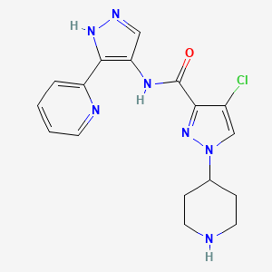 4-Chloro-1-(piperidin-4-yl)-N-(3-(pyridin-2-yl)-1H-pyrazol-4-yl)-1H-pyrazole-3-carboxamide chemical structure (CAS 1817698-21-7)