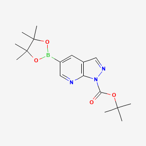 tert-Butyl 5-(4,4,5,5-tetramethyl-1,3,2-dioxaborolan-2-yl)-1H-pyrazolo[3,4-b]pyridine-1-carboxylate chemical structure (CAS 1817835-80-5)