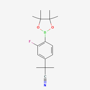 2-(3-Fluoro-4-(4,4,5,5-tetramethyl-1,3,2-dioxaborolan-2-yl)phenyl)-2-methylpropanenitrile chemical structure (CAS 1818210-26-2)