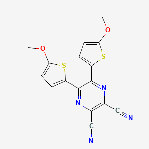 5,6-Bis(5-methoxythiophen-2-yl)pyrazine-2,3-dicarbonitrile chemical structure (CAS 1818245-74-7)