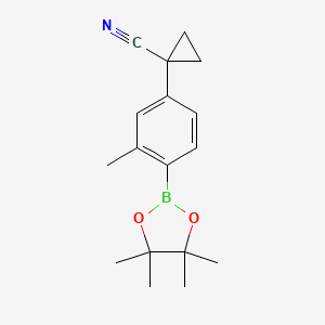 1-(3-Methyl-4-(4,4,5,5-tetramethyl-1,3,2-dioxaborolan-2-yl)phenyl)cyclopropanecarbonitrile chemical structure (CAS 1818380-84-5)