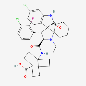 4-((3'R,4'S,5'R)-6''-Chloro-4'-(3-chloro-2-fluorophenyl)-1'-ethyl-2''-oxodispiro[cyclohexane-1,2'-pyrrolidine-3',3''-indoline]-5'-carboxamido)bicyclo[2.2.2]octane-1-carboxylic acid chemical structure (CAS 1818393-16-6)