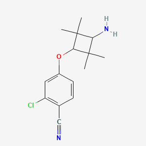 2-Chloro-4-[trans-3-amino-2,2,4,4-tetramethylcyclobutoxy]benzonitrile chemical structure (CAS 1818885-54-9)