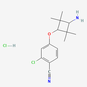 4-(trans-3-Amino-2,2,4,4-tetramethylcyclobutoxy)-2-chlorobenzonitrile hydrochloride chemical structure (CAS 1818885-55-0)