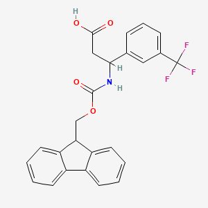 3-((((9H-Fluoren-9-yl)methoxy)carbonyl)amino)-3-(3-(trifluoromethyl)phenyl)propanoic acid chemical structure (CAS 181953-60-6)