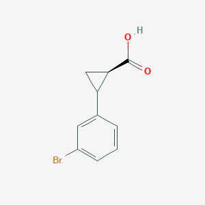 (1R)-2-(3-Bromophenyl)cyclopropane-1-carboxylic acid chemical structure (CAS 1820598-75-1)