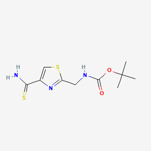 tert-Butyl ((4-carbamothioylthiazol-2-yl)methyl)carbamate chemical structure (CAS 182120-83-8)