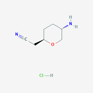 2-((2R,5S)-5-Aminotetrahydro-2H-pyran-2-yl)acetonitrile hydrochloride chemical structure (CAS 1821294-52-3)