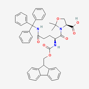 (S)-3-((S)-2-((((9H-Fluoren-9-yl)methoxy)carbonyl)amino)-5-oxo-5-(tritylamino)pentanoyl)-2,2-dimethyloxazolidine-4-carboxylic acid chemical structure (CAS 1821378-64-6)