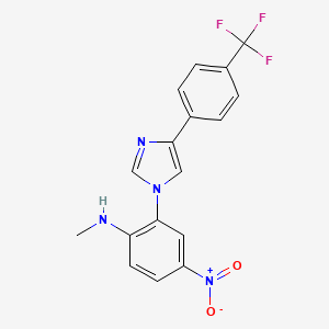 N-Methyl-4-nitro-2-(4-(4-(trifluoromethyl)phenyl)-1H-imidazol-1-yl)aniline chemical structure (CAS 1821387-73-8)