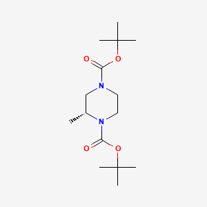 (R)-Di-tert-butyl 2-methylpiperazine-1,4-dicarboxylate chemical structure (CAS 1821804-11-8)