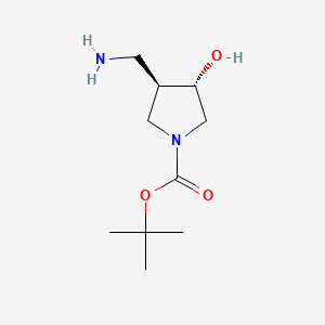 tert-Butyl (3R,4S)-3-(aminomethyl)-4-hydroxypyrrolidine-1-carboxylate chemical structure (CAS 1821824-99-0)