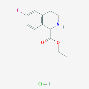 Ethyl 6-fluoro-1,2,3,4-tetrahydroisoquinoline-1-carboxylate hydrochloride chemical structure (CAS 1822454-85-2)