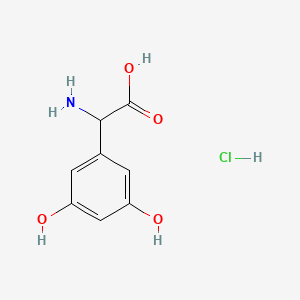 2-Amino-2-(3,5-dihydroxyphenyl)acetic acid hydrochloride chemical structure (CAS 1822502-44-2)