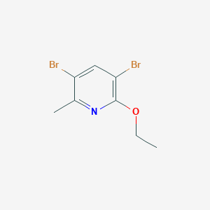 3,5-Dibromo-2-ethoxy-6-methylpyridine chemical structure (CAS 1822626-15-2)