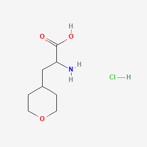 2-Amino-3-(tetrahydro-2H-pyran-4-yl)propanoic acid hydrochloride chemical structure (CAS 182287-50-9)