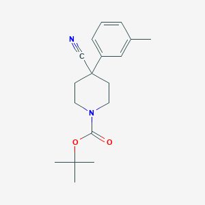 tert-Butyl 4-cyano-4-(m-tolyl)piperidine-1-carboxylate chemical structure (CAS 1823241-26-4)