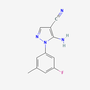 5-Amino-1-(3-fluoro-5-methylphenyl)-1H-pyrazole-4-carbonitrile chemical structure (CAS 1823276-15-8)