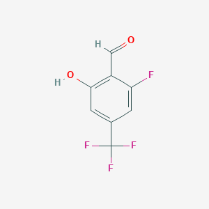 2-Fluoro-6-hydroxy-4-(trifluoromethyl)benzaldehyde chemical structure (CAS 1823327-58-7)